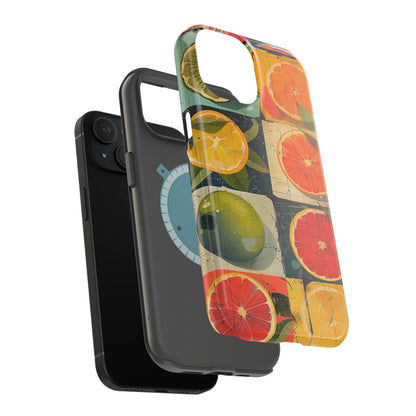 Italian Tile Citrus Fruit Abstract Floral Summer Style MagSafe Phone Case