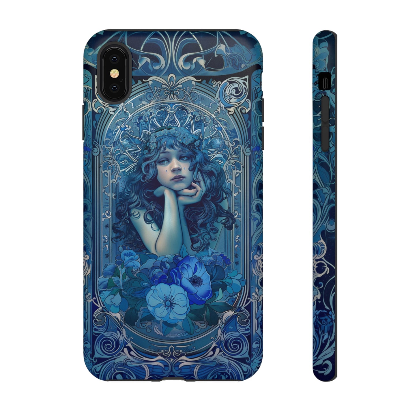 Blue Floral Art Nouveau Style Phone Case