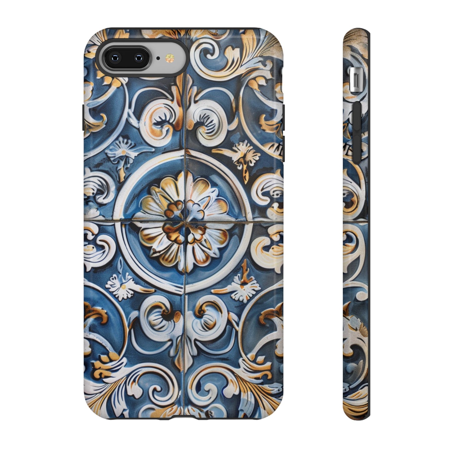 Azulejo Porcelain Blue & Creamy White Tile Mediterranean Design Phone Case