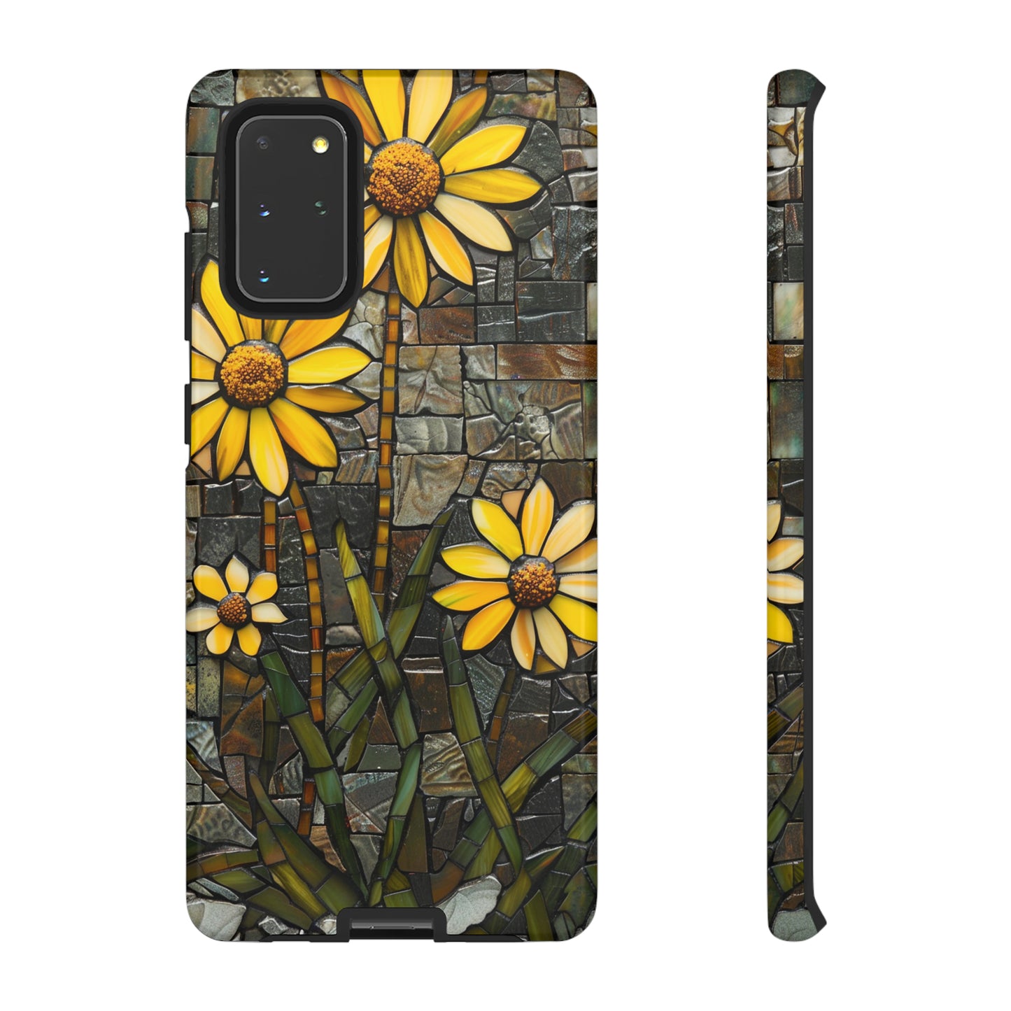 Yellow and Gold Daisy Mosaic Stained Glass Phone Case for iPhone 15, 14, Pro Max, 13, 12 & Samsung Galaxy S23, S22, S21, Google Pixel