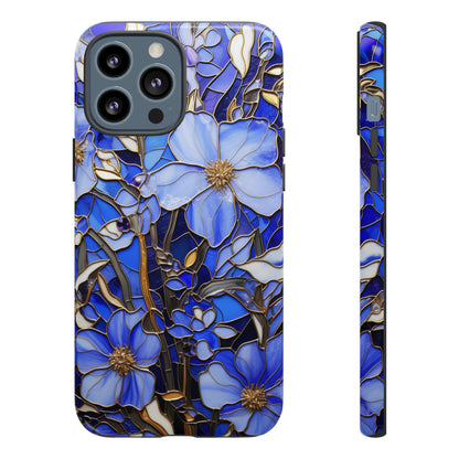 Periwinkle Stained Glass with Gold Inlay Phone Case for iPhone 15, 14, Pro Max, 13, 12 & Samsung Galaxy S23, S22, S21, Google Pixel