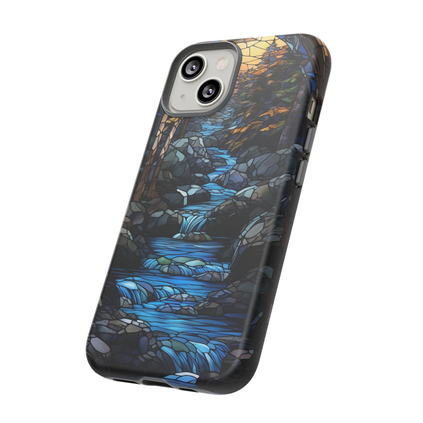 Stained Glass Stone Bridge and River Art Phone Case