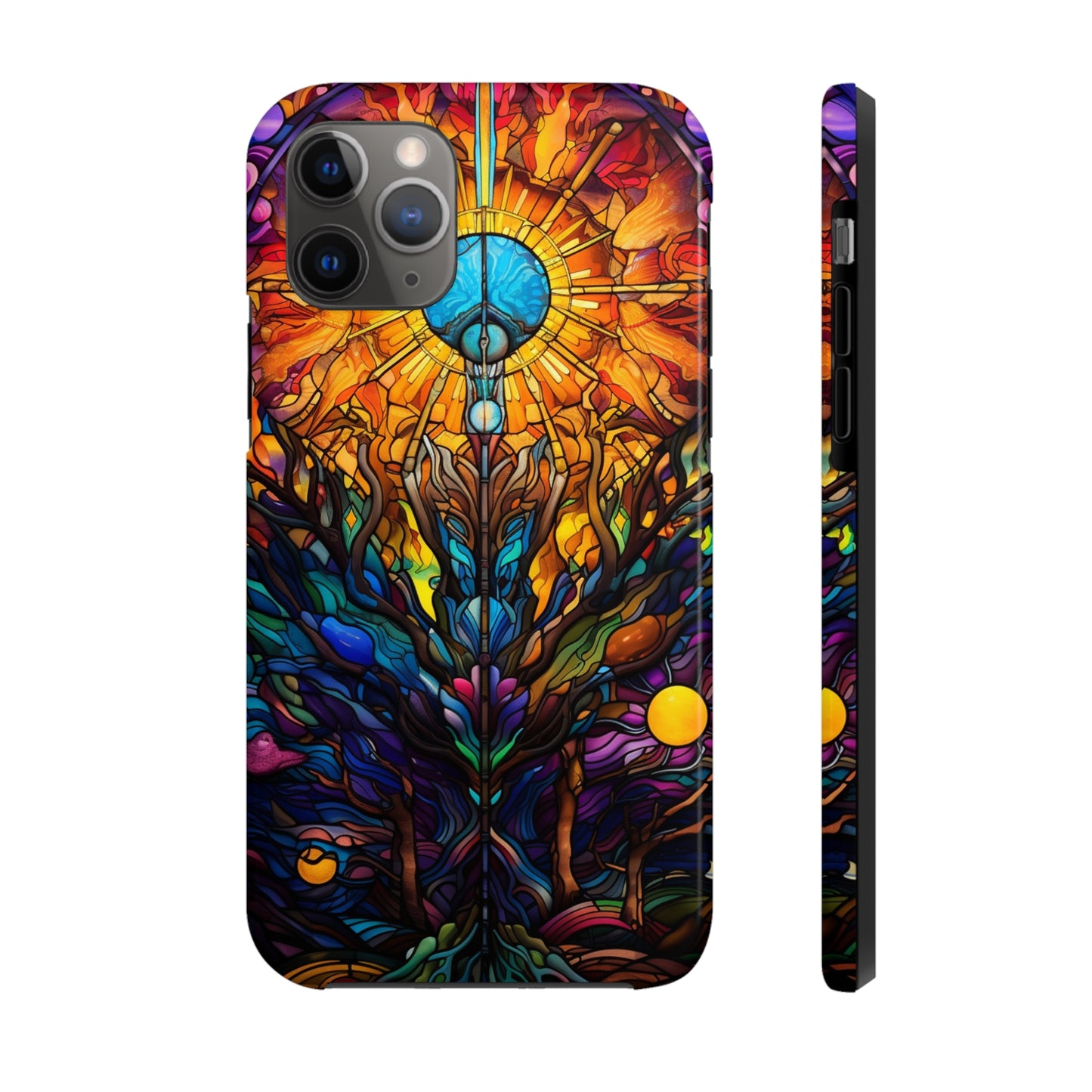 Stained Glass Tough iPhone Case | Trippy Psychedelic Colorful Flowers Floral Aesthetic Retro iPhone 14 Plus 13 12 7 8 Se Trendy Hippie Boho