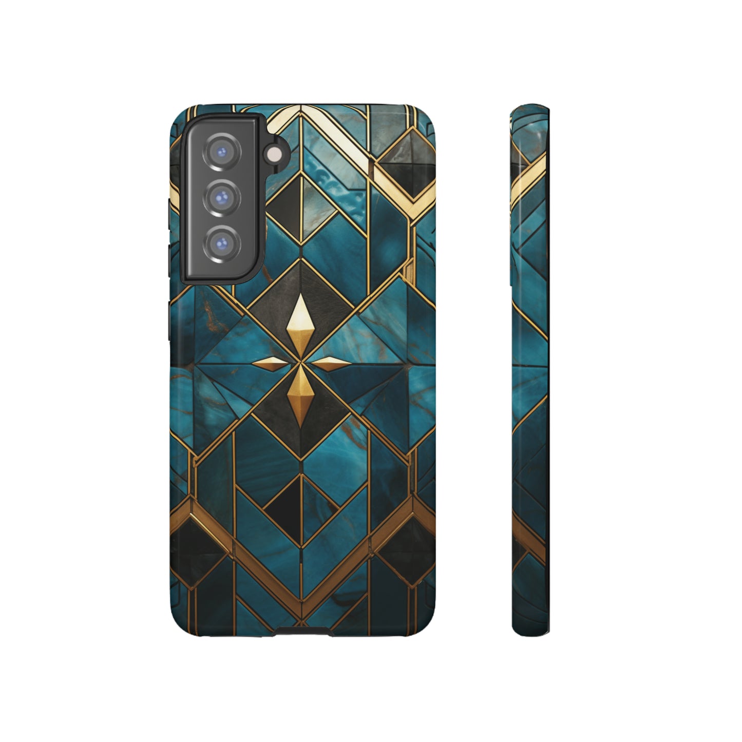 Gold and Blue Marble Mosaic Phone Case