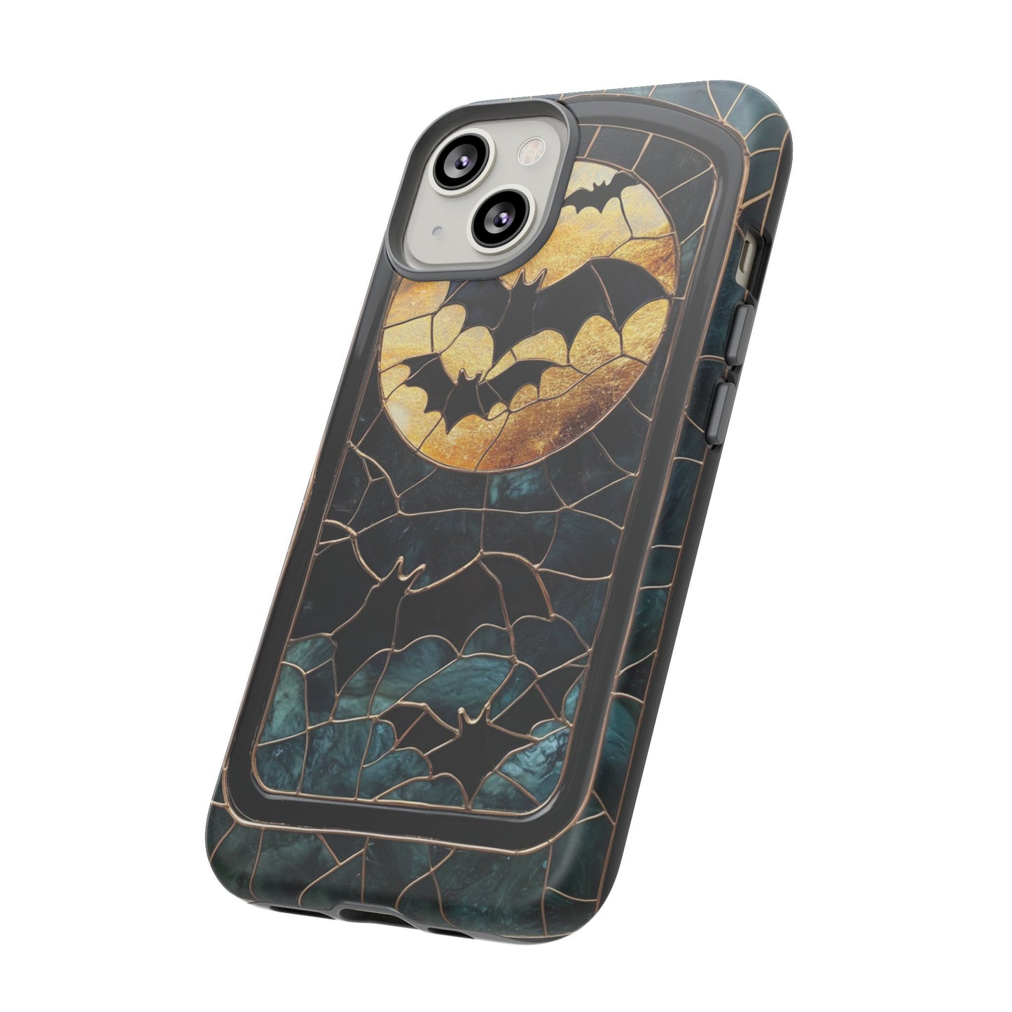 Halloween Phone Case Bats Stained Glass Style Spooky Moon Phone Cover