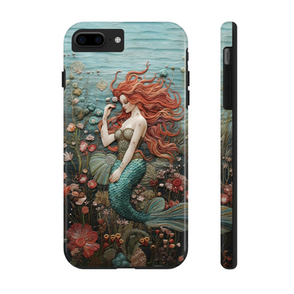 Siren's Song: Mermaid Elegance Apple Phone Case | Embroidery-Inspired iPhone Case