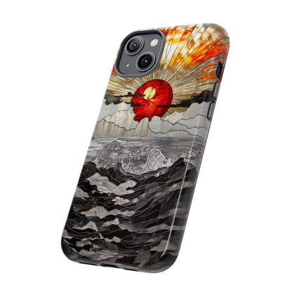 Japanese Rising Sun Phone Case Stained Glass Ocean Wave Phone Cover iPhone 15 Case