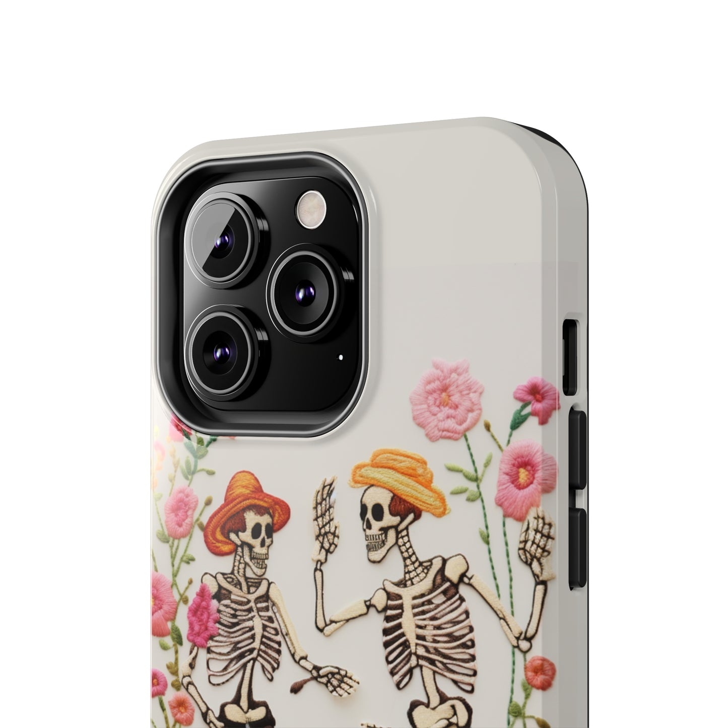 Dancing Halloween Skeletons Embroidery iPhone Case | iPhone X to iPhone 14 Pro Max