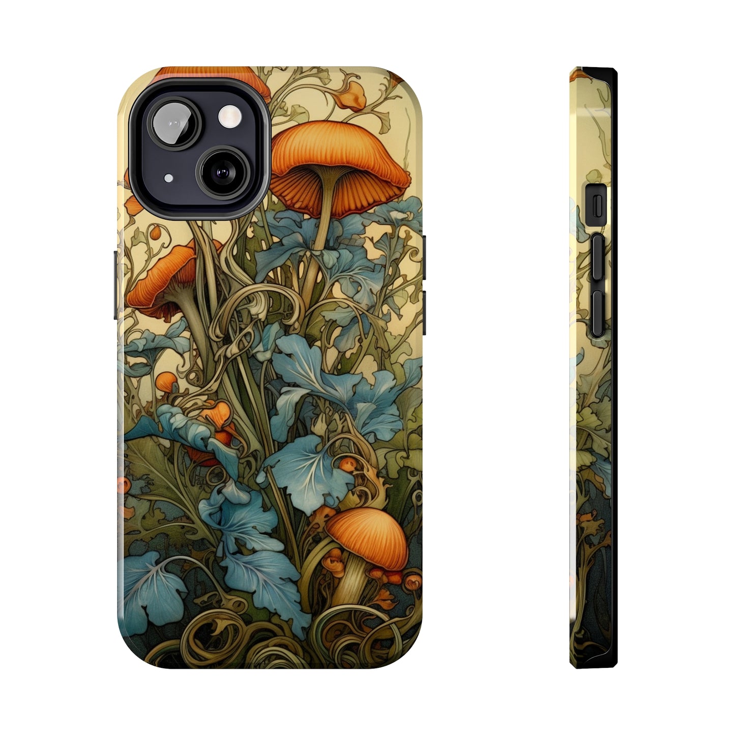 Vintage Mushroom iPhone Case Floral Aesthetic Art Nouveau Retro Phone Tough Case iPhone 14 Plus 13 12 7 8 SE Hippie Boho Style