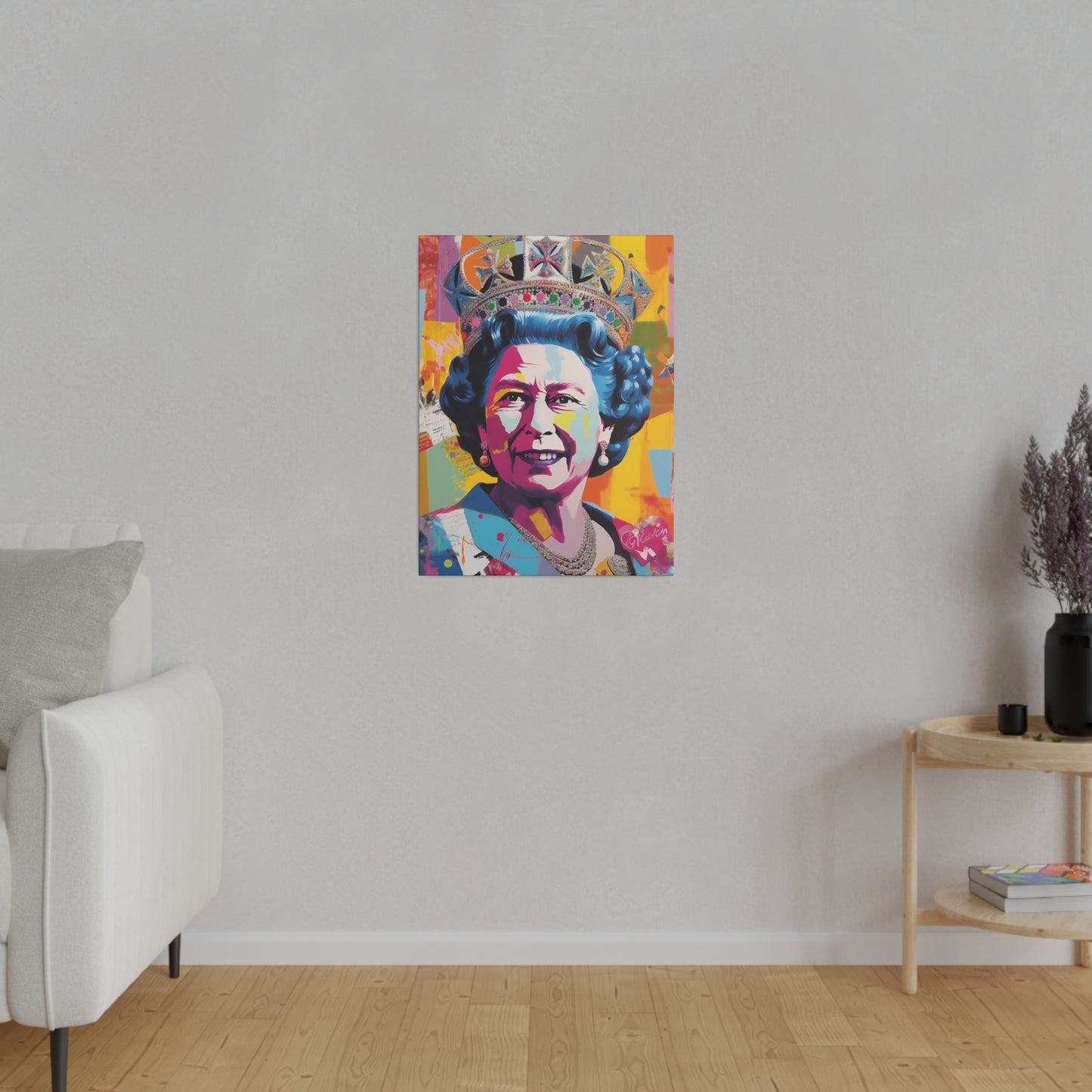 Queen Elizabeth II Pop Art Abstract Print | Stretched Canvas Print