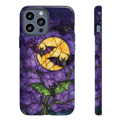 Full Moon Stained Glass Style Halloween Bats Phone Case