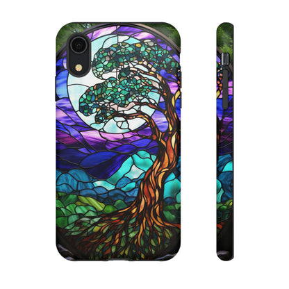 Stained Glass Mosaic Tile Tree in Moonlight