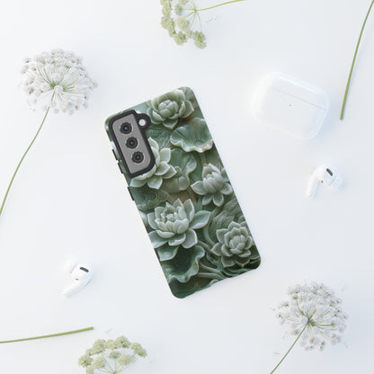 Green Jade Lotus Floral Art Phone Case