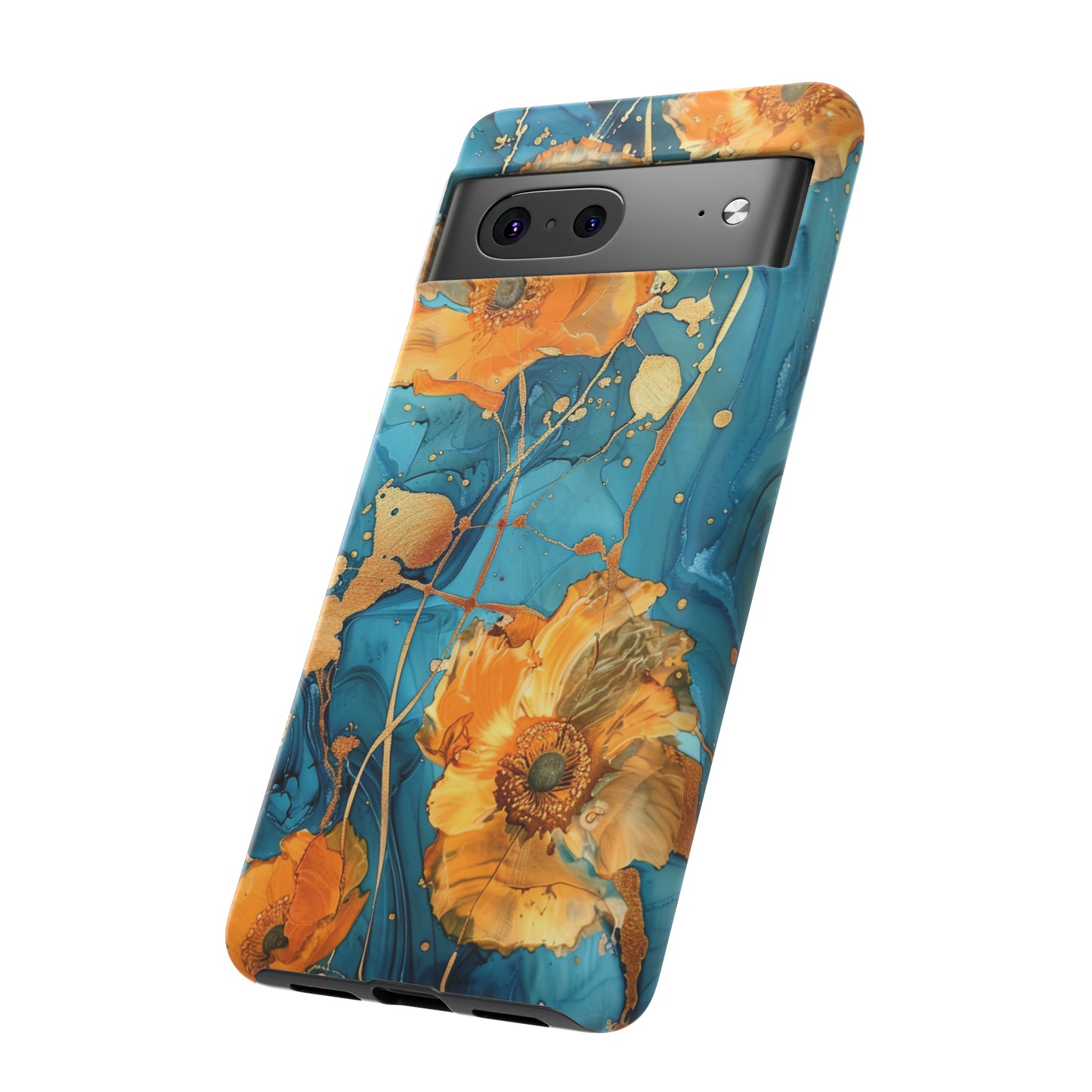 Gold Poppies Color Splash Floral Design Phone Case