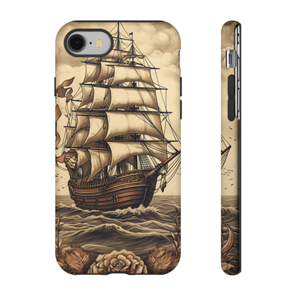 Vintage Tattoo Style Pirate Ship Phone Case