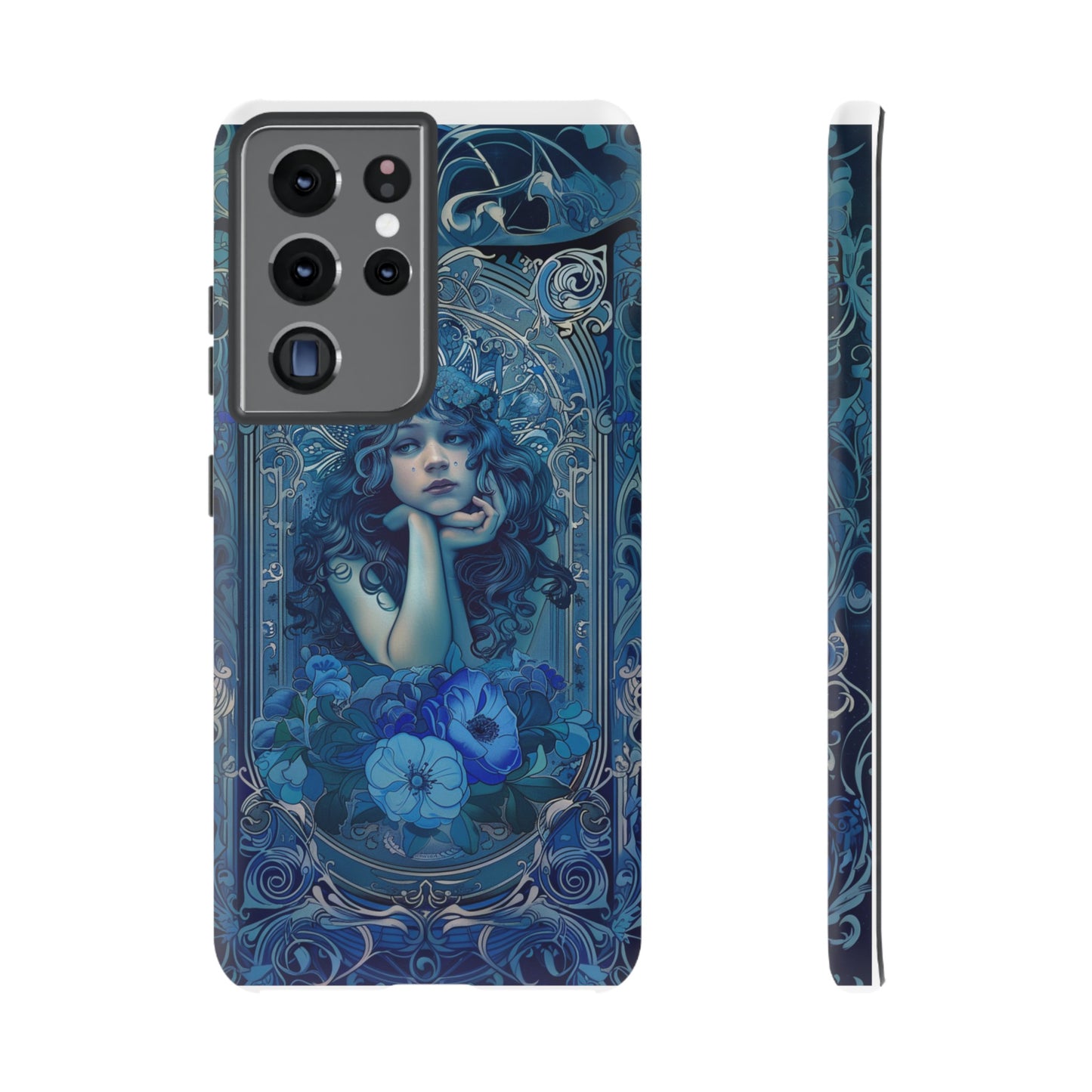 Blue Floral Art Nouveau Style Phone Case