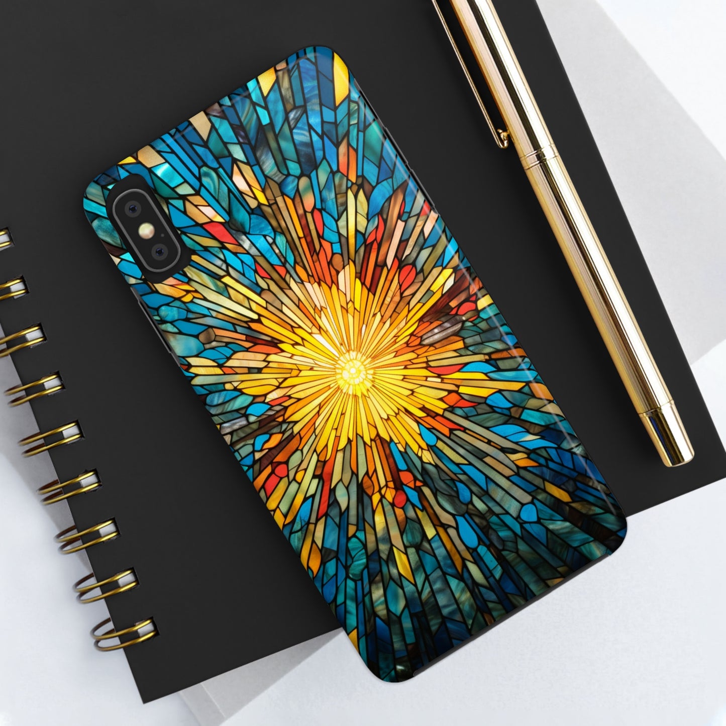 Stained Glass Sunburst Magic | Tough iPhone Case | Embrace Vibrant Style and Reliable Protection