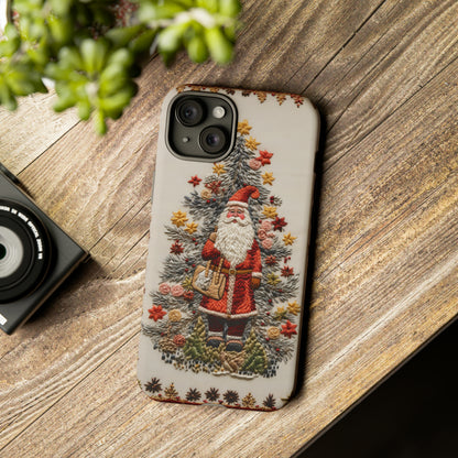 Vintage Embroidery Christmas Santa Phone Case