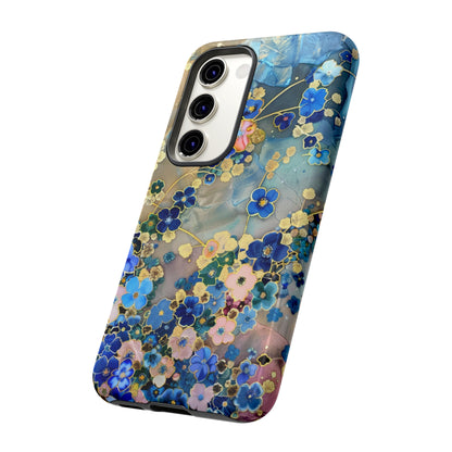 Forget Me Nots Gold Color Splash Floral Design Phone Case