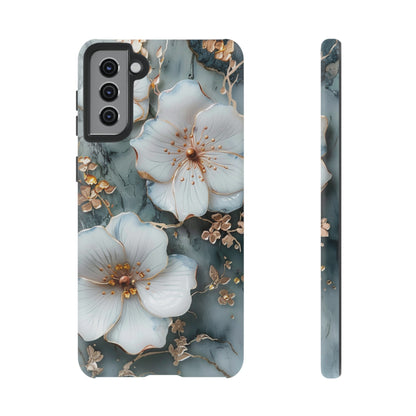 White Flower on Marble Stone  Phone Case