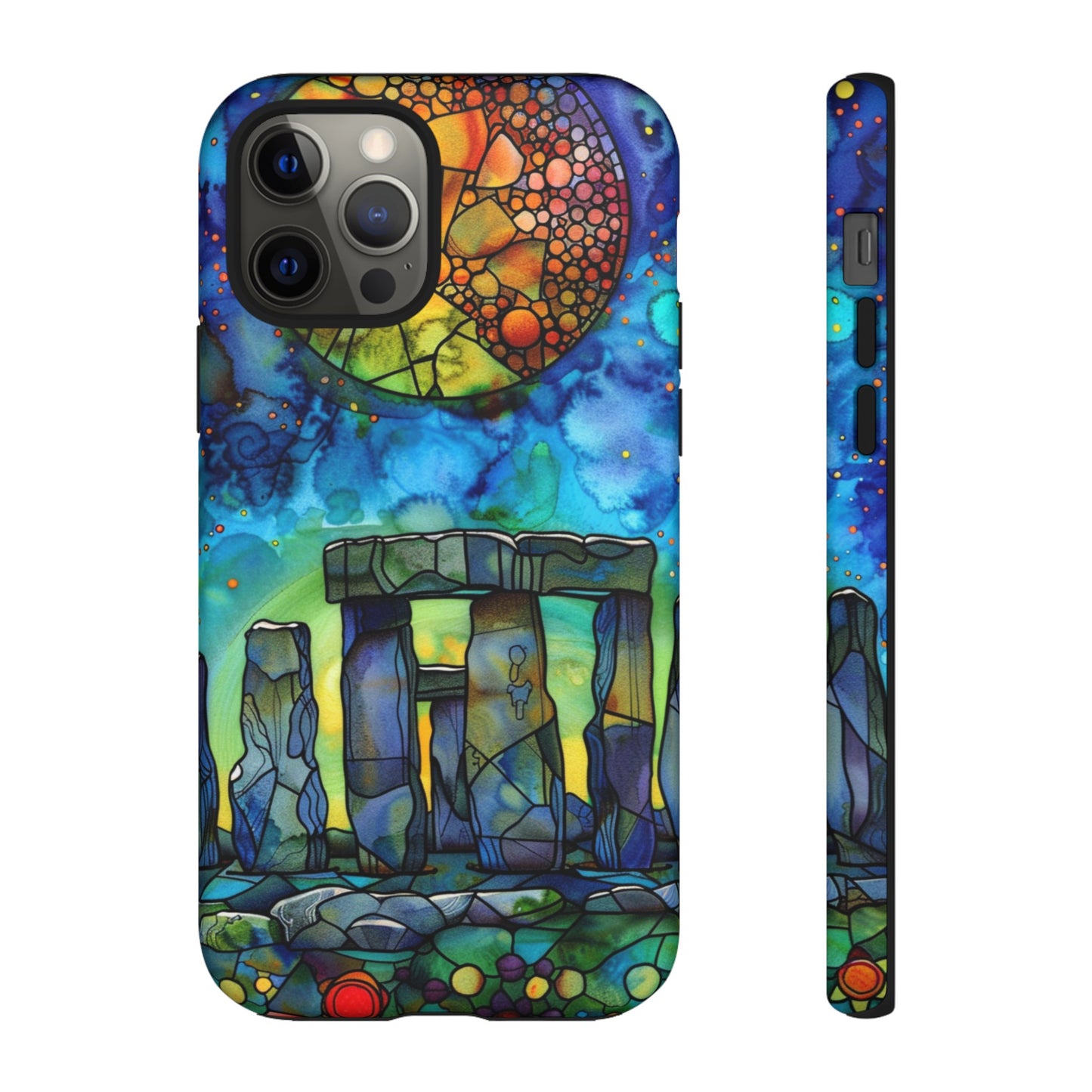 Stonehenge Neolithic Full Moon Stained Glass Watercolor Phone Cover