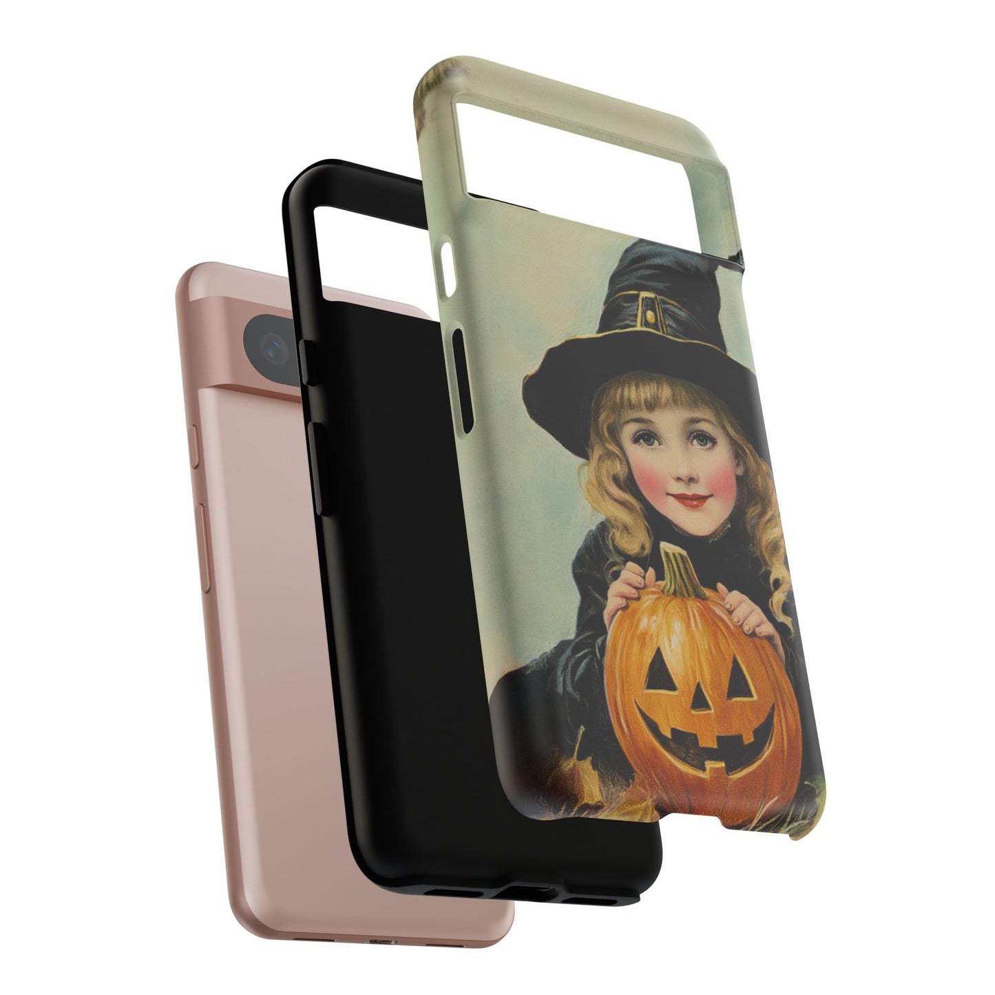 Vintage Halloween Card Witch and Jack-o'-lantern Phone Cover