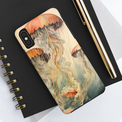 Floating Jellyfish iPhone Tough Case | Dive into an Ethereal Underwater World with Reliable Protection