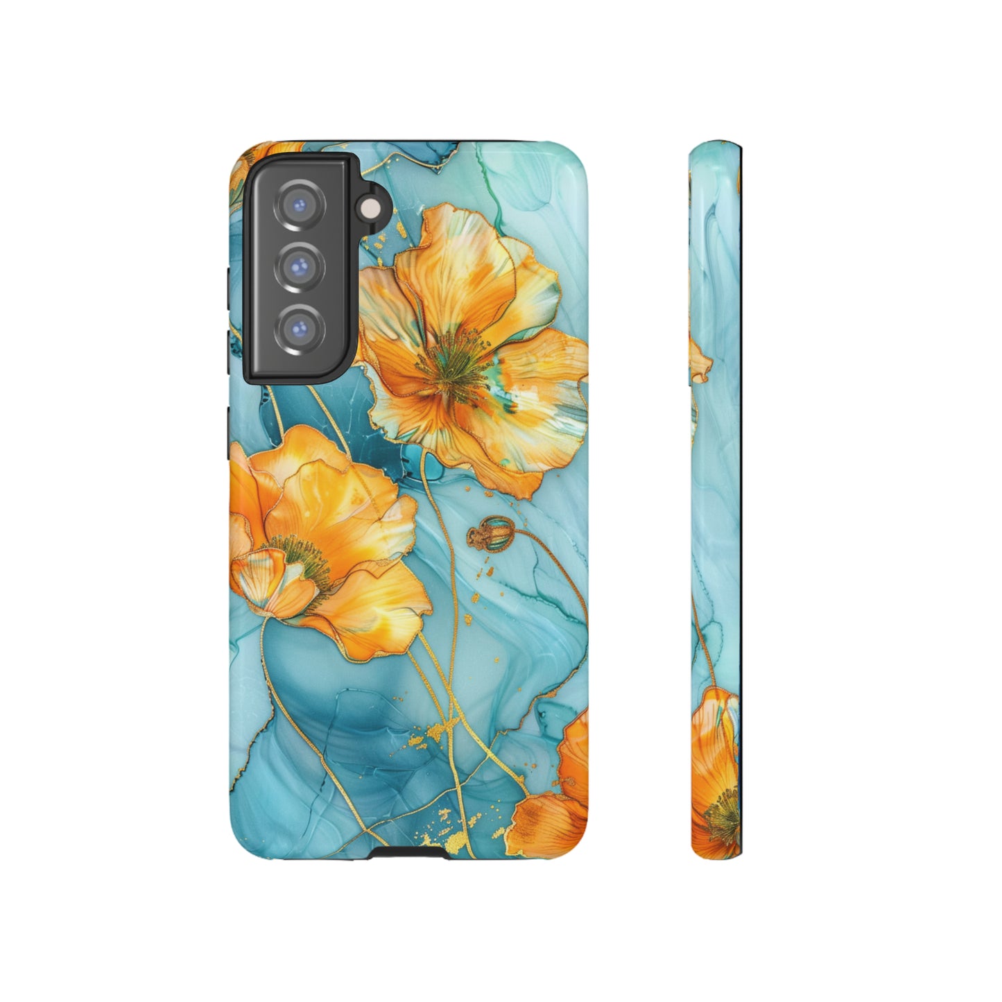 Gold Poppies Color Splash Floral Design Phone Case