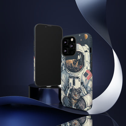 The Astronaut and the Cosmic Cat Phone Case