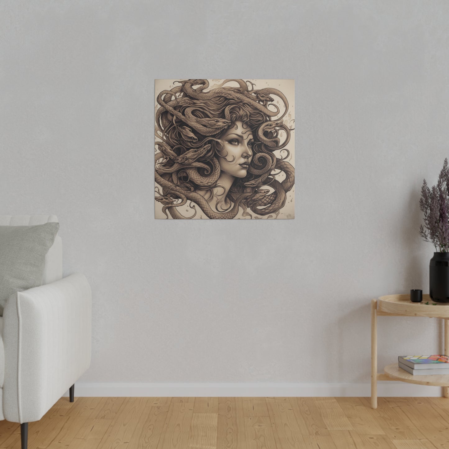 Surrealist Pop Art AI generated Don't look it's Medusa | Stretched Canvas Print