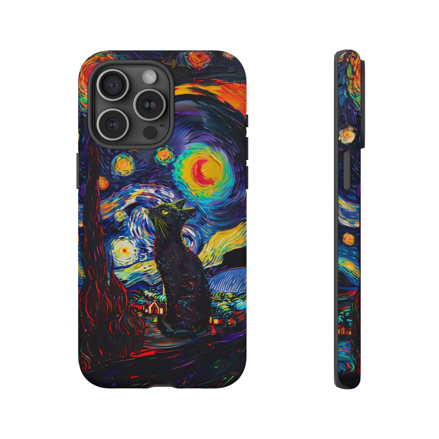 Starry Night Black Cat Van Gogh Painting Art Phone Case