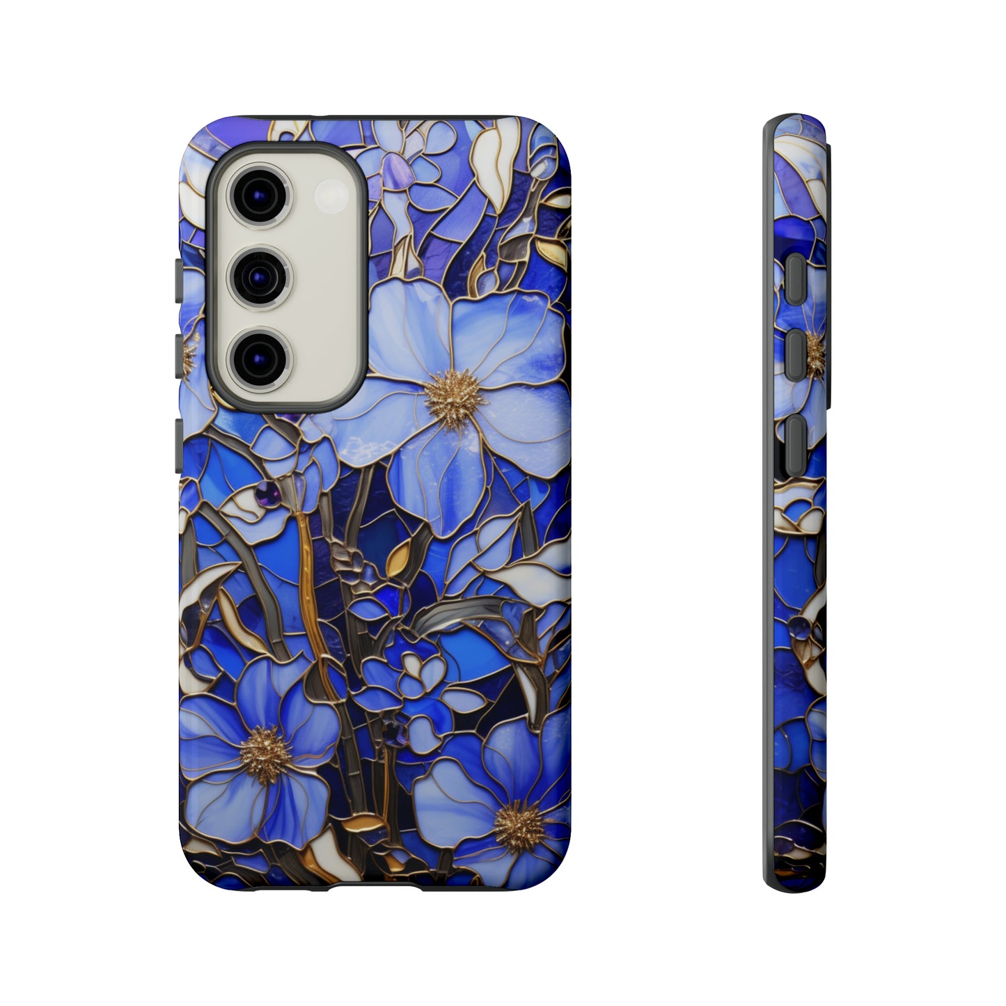 Periwinkle Stained Glass with Gold Inlay Phone Case for iPhone 15, 14, Pro Max, 13, 12 & Samsung Galaxy S23, S22, S21, Google Pixel