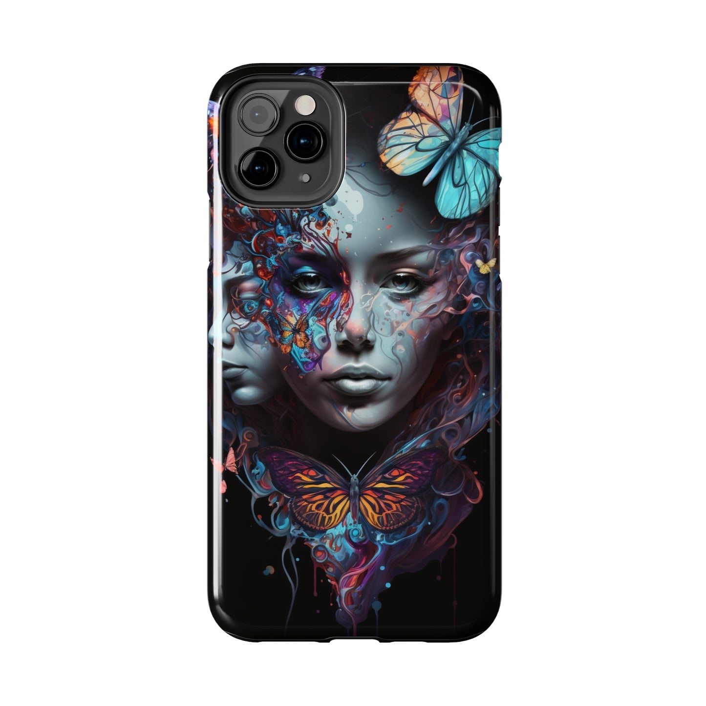 Synthwave Butterfly Girl Trippy Fantasy Art iPhone Case | Embrace the Futuristic Vibe with Whimsical Artistry