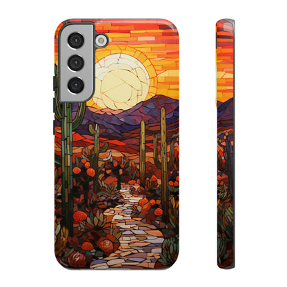 Desert Sunset Cactus Mosaic Tile