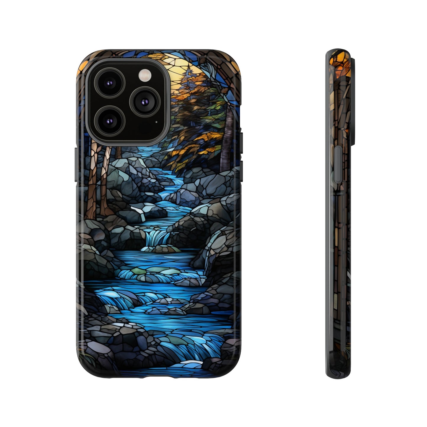 Stained Glass Stone Bridge and River Art Phone Case