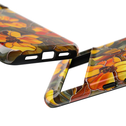 Orange Floral Phone Case Stained Glass Style