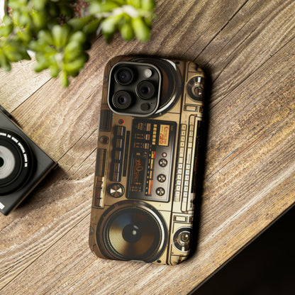 Urban Beats: Boombox Hip Hop Music Pixel Phone Case | Retro Rhythms for iPhone 15 Models