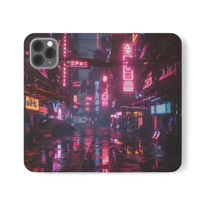 Cyberpunk City at Night Wallet Case