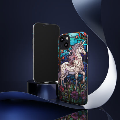 Unicorn Stained Glass iPhone, iPhone Case Retro Samsung Galaxy Phone Tough Case iPhone 15 14 Plus 13 12 7 8 Se Hippie Boho Style