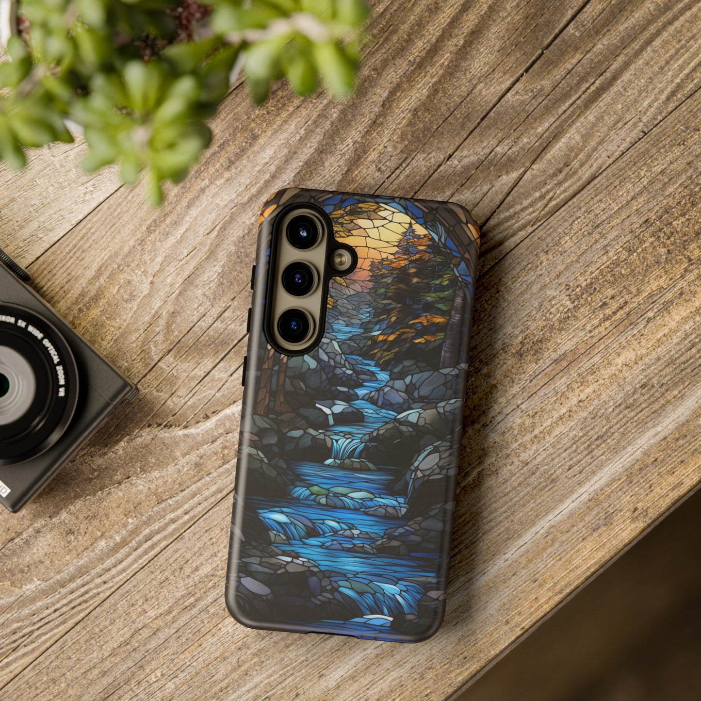 Stained Glass Stone Bridge and River Art Phone Case