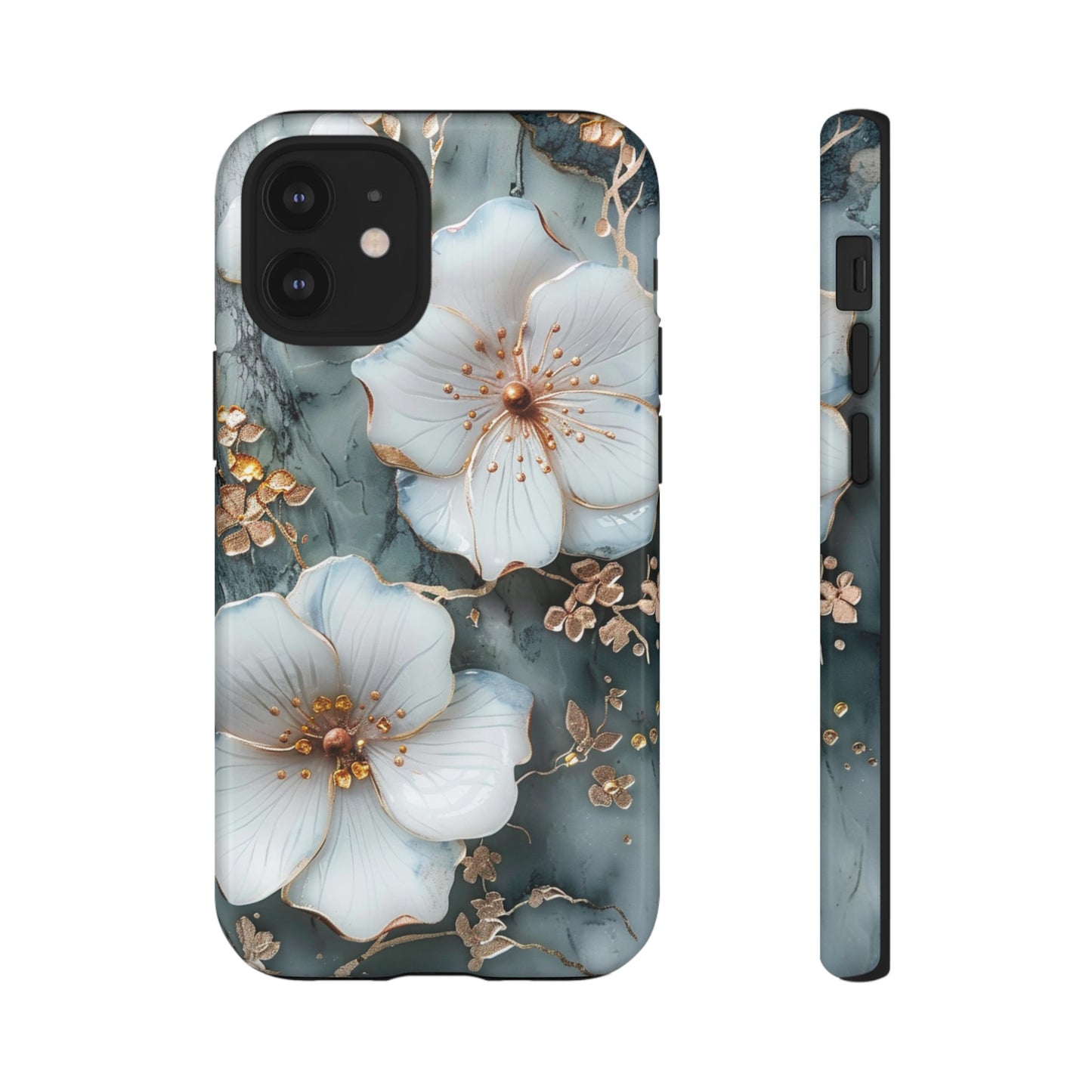 White Flower on Marble Stone  Phone Case