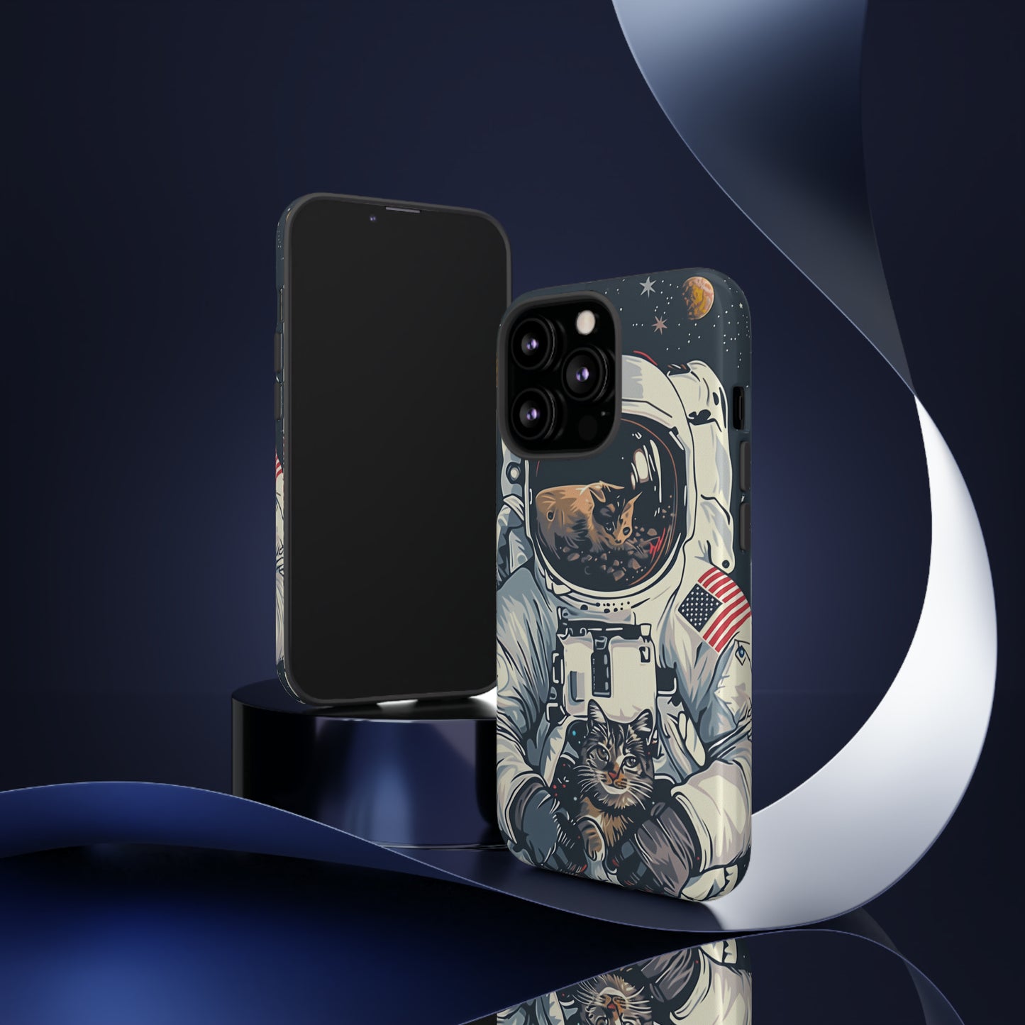 The Astronaut and the Cosmic Cat Phone Case