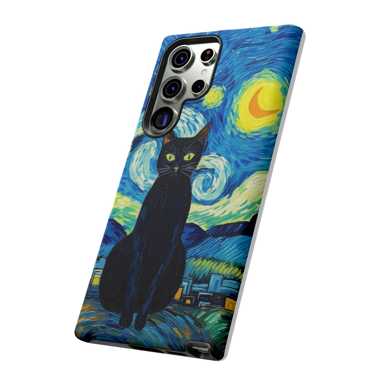 Starry Night Van Gogh Black Cat iPhone, Samsung Galaxy, Google Pixel  Case | Embrace Artistic Whimsy and Feline Charm