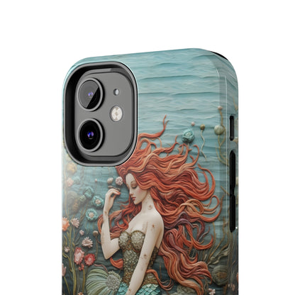 Siren's Song: Mermaid Elegance Apple Phone Case | Embroidery-Inspired iPhone Case