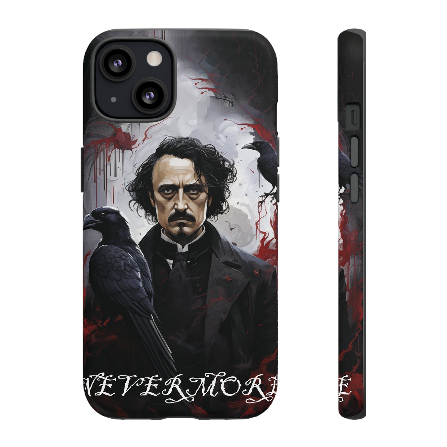 Nevermore Edgar Allen Poe, gothic Raven, Retro Samsung Galaxy Phone iPhone 15, 14 Plus 13 12 7 8 Se Horror Dark Academia Style goth Vibe