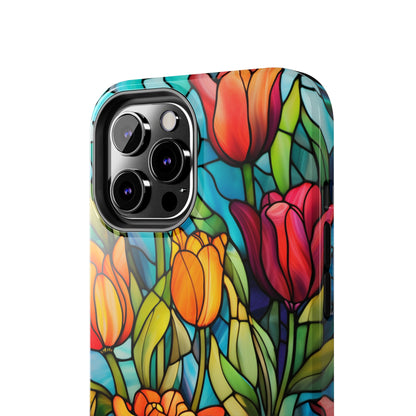 Stained Glass Tulip Floral Aesthetic iPhone Case | Embrace the Beauty of Nature in Full Bloom