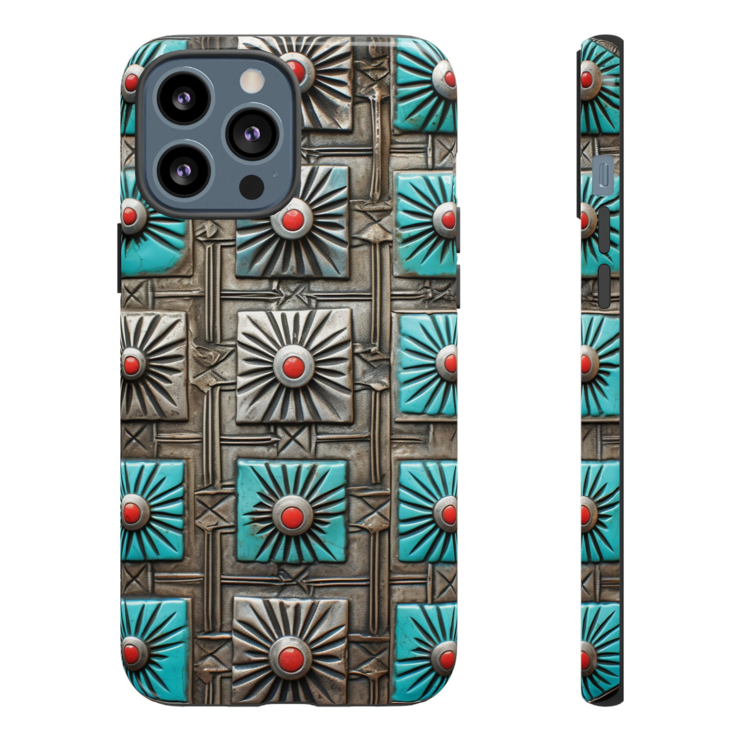 Vintage Navajo Native American Turquoise Concho Phone Case for iPhone 15, 14, 13, 12, 11 Pro Max, 14 Plus, iPhone XS Max, iPhone XR, iPhone 7, 8, 14, 15 Plus, SE