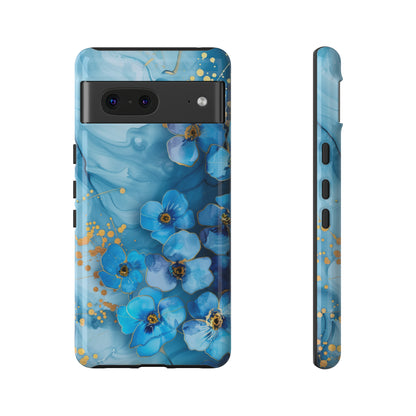 Forget Me Nots Gold Color Splash Floral Design Phone Case