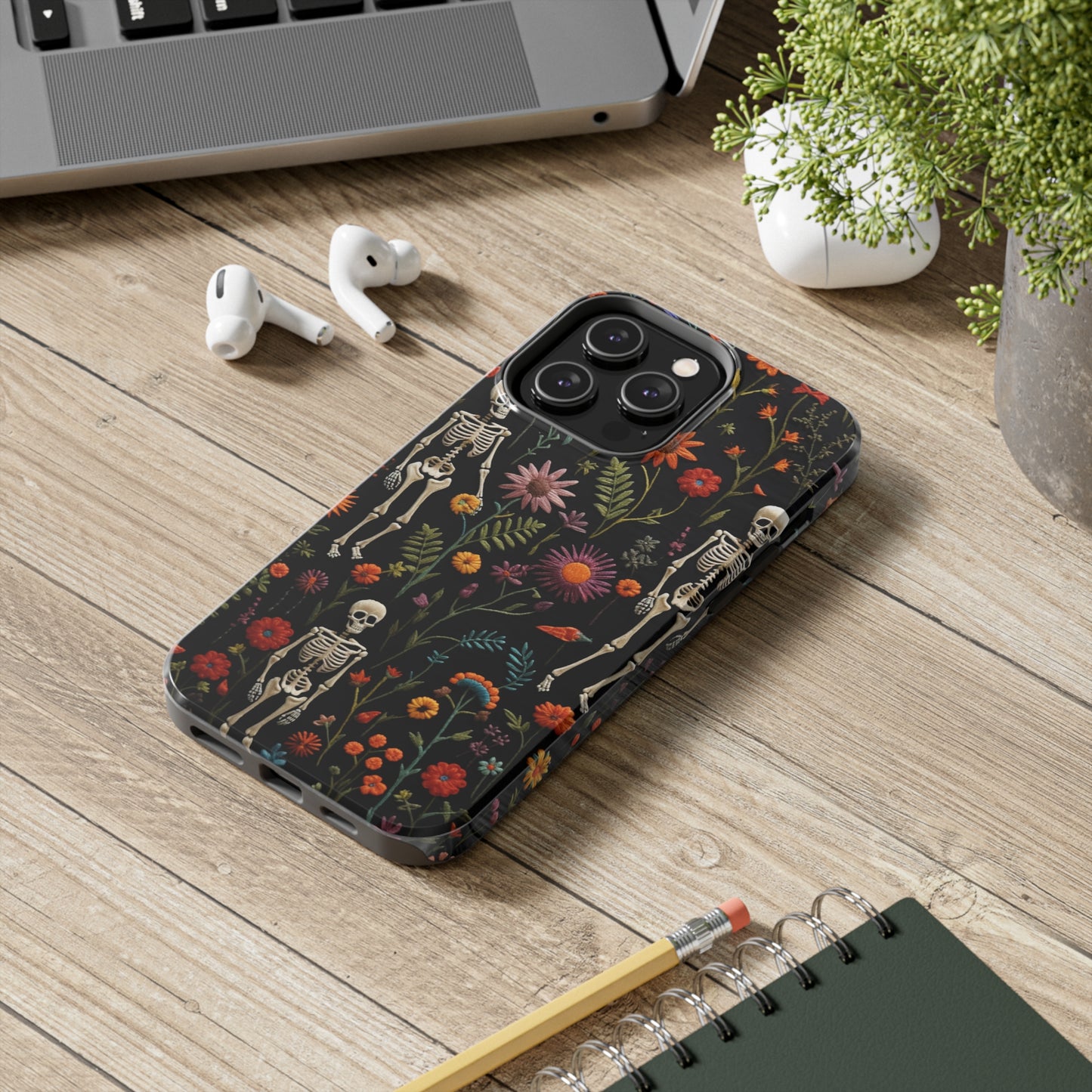 Skeletons in the garden Halloween Embroidery Phone Case