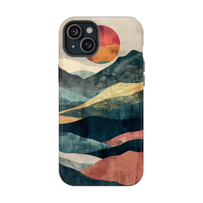 Retro iPhone Case Mountain Sunset MagSafe Phone Case